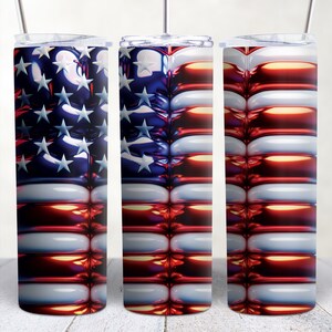 Patriotische Tumbler Wrap USA Amerika Flagge 20oz Skinny Tumbler Wrap PNG, Sublimation Design, Digitaler Download PNG, Rot Weiß und Blau