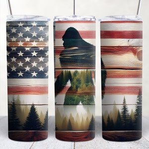 USA Amerikanische Flagge 20 Unzen Skinny Tumbler Wrap, Sublimationsdesign, Digitaler Download PNG, Big Foot 4. Juli Tumbler Wrap PNG, Rot, Weiß und Blau