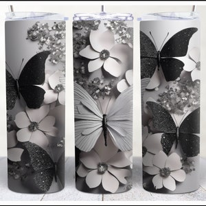 3d Butterfly Tumbler png 20 oz Skinny Tumbler Sublimation Design, Tumbler Wrap PNG, Instant Digital Download