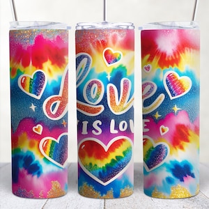 Love is Love Png, Pride 20oz skinny tumbler png sublimation design download, LGBTQ+ tumbler png, sublimate designs download