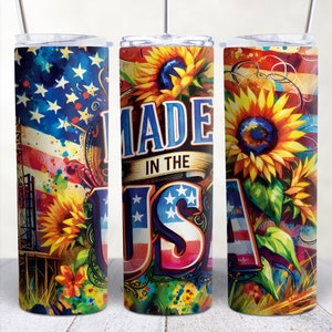 Made in the USA Patriotic Tumbler Wrap 4th of July Tumbler wrap 20oz Skinny Tumbler Sublimation Design, America Flag Tumbler Wrap PNG Design