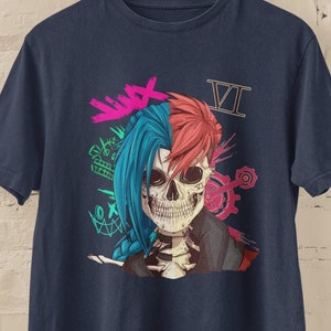 VI Jinx Shirt, Arcane Tee, Graphic Tee, Skeleton Anime Shirt, VI Jinx Tee, LOL Inspired Shirt, Gamer Shirt, Unique Gift for Him, Geeky Shirt