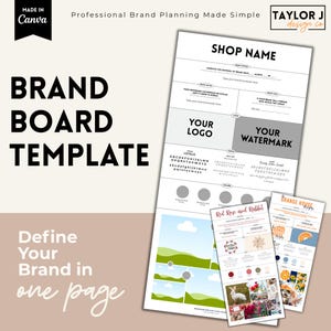 Modèle de toile de panneau de marque | Image de marque DIY | Kit de marque modifiable | Tableau d&#39;ambiance | Feuille de style | Conception marketing de marque