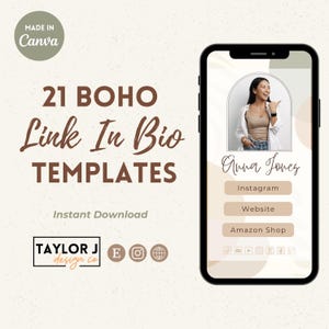 Plantilla de Canva con enlace en biografía (boho) / Página de destino (IG) / Diseño de página de destino / Kit de redes sociales / Enlace de biografía de Canva / Enlace de biografía de Instagram Tik Tok