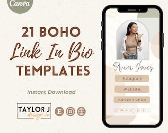 Boho Link in Bio Canva Template: Instagram Landing Page (PDF Download)