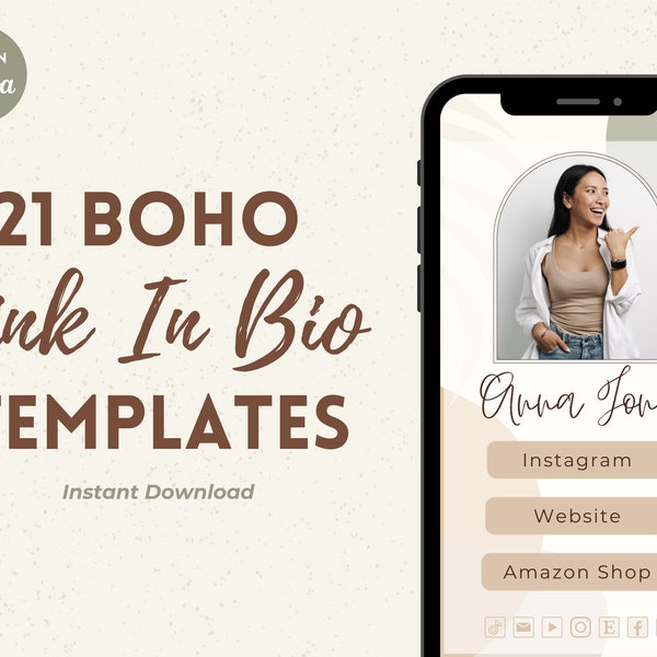 Boho Link in Bio Canva Template | Landing Page Ig | Landing Page Design | Social Media Kit | Canva Bio Link | Instagram Tik Tok Bio Link