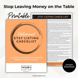 Etsy Shop Optimization Checklist: SEO, Keyword Research, Product Guide (PDF Download)