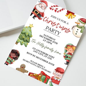 Weihnachtsfeier-Einladung, Kinder Weihnachtsfeier-Einladung, bearbeitbare Weihnachtseinladung, Weihnachtsfeier-Einladung Download, Canva