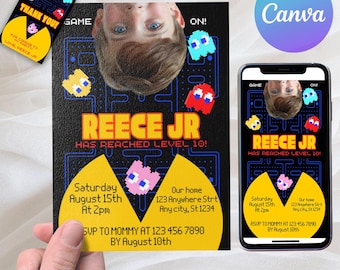 Arcade Video Game Party Invitation: Editable Template (Digital Download)