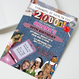 Early 2000s Themed Party Invitation, Editable and Printable Y2K Inspired Birthday Flyer, Digital Download, 90s 00s Throwback Retro, Canva