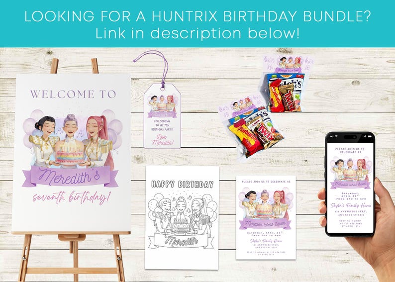 KPOP Demon Hunters Invitation, KPOP Demon Hunters Birthday invitation, EDITABLE K Pop Birthday Invitation, Instant Download, Canva image 6