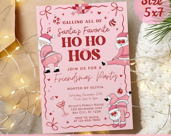 Invitación navideña divertida, fiesta navideña con amigos, ¡Jo, jo, jo! (Descarga instantánea)