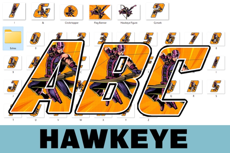 Hawkeye Letters Superhero Alphabet PNG: Birthday Banner Font (digital Download) - Etsy