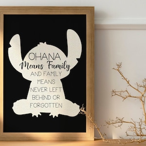 Ohana signifie famille et famille signifie que personne n'est laissé pour compte, art mural imprimable pour enfants, art mural imprimable minimaliste, téléchargement immédiat