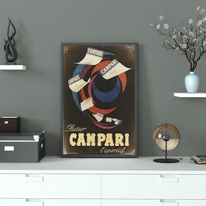 Poster Bitter Campari l&#39;Aperitif, Vintage Poster, Bar Vintage Wall Art Decor, Liquor Advertisement, DIGITAL DOWNLOAD PRINTABLE Art Large Art