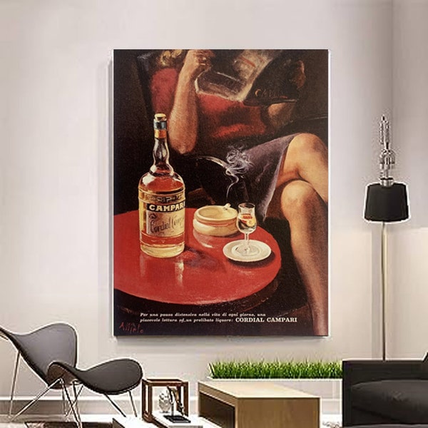 Poster Campari Sensual woman Print, Vintage Poster, Bar Vintage Wall Art Decor Liquor Advertisement DIGITAL DOWNLOAD PRINTABLE Art Large Art