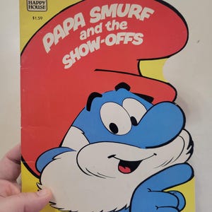 Papa Smurf and the Show-Offs vintage book paperback Happy House Peyo Smurfette saturday morning cartoon 1980s 80s library librarian retro