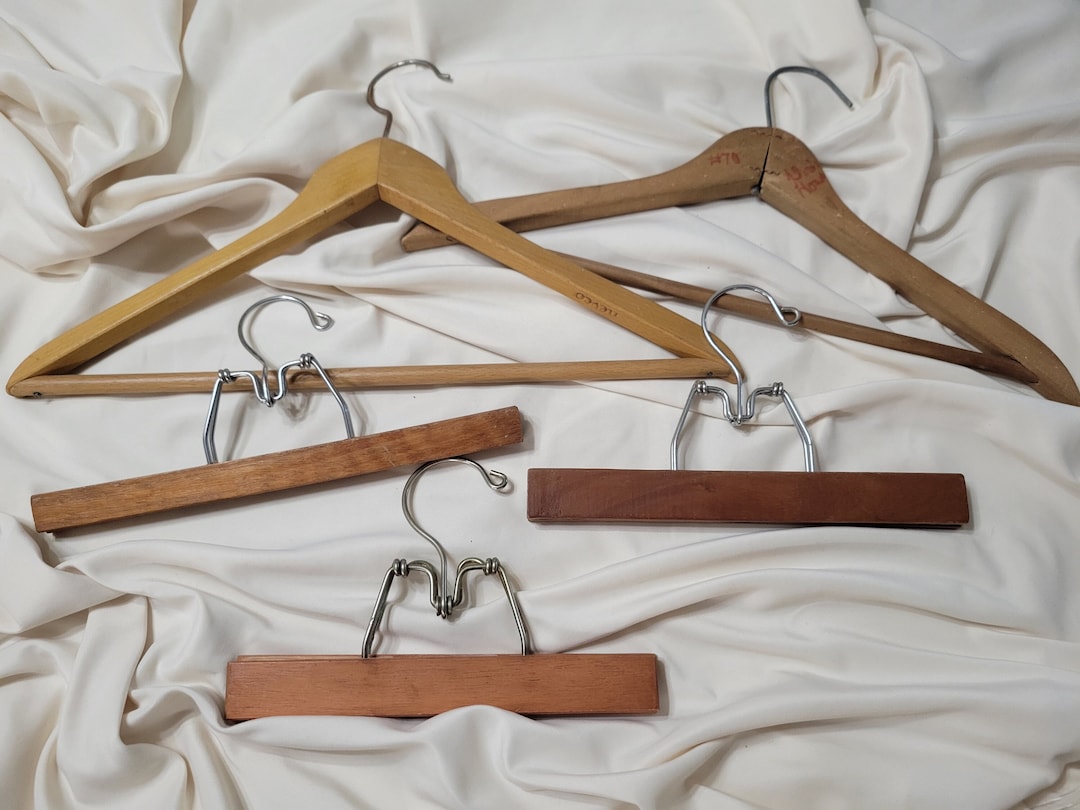 Set of 5 Vintage Wooden Hangers for Coats Slacks Pants Etsy