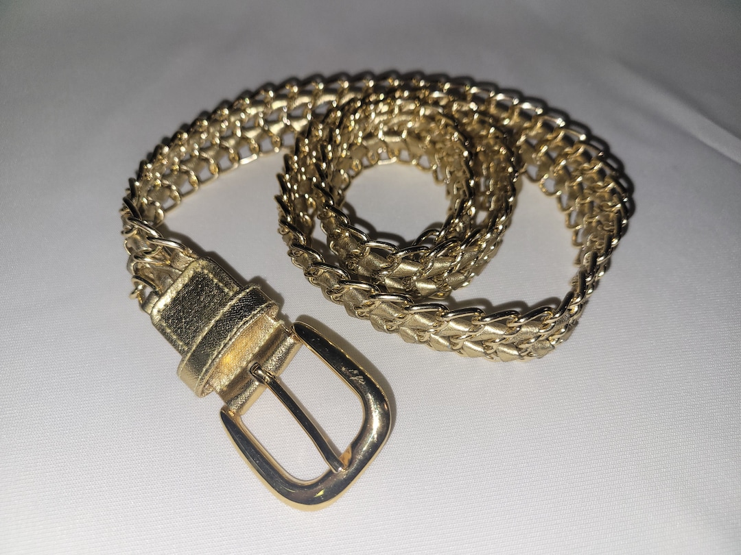 30's Gold Chainmail Belt with Flower Buckle main image 1
