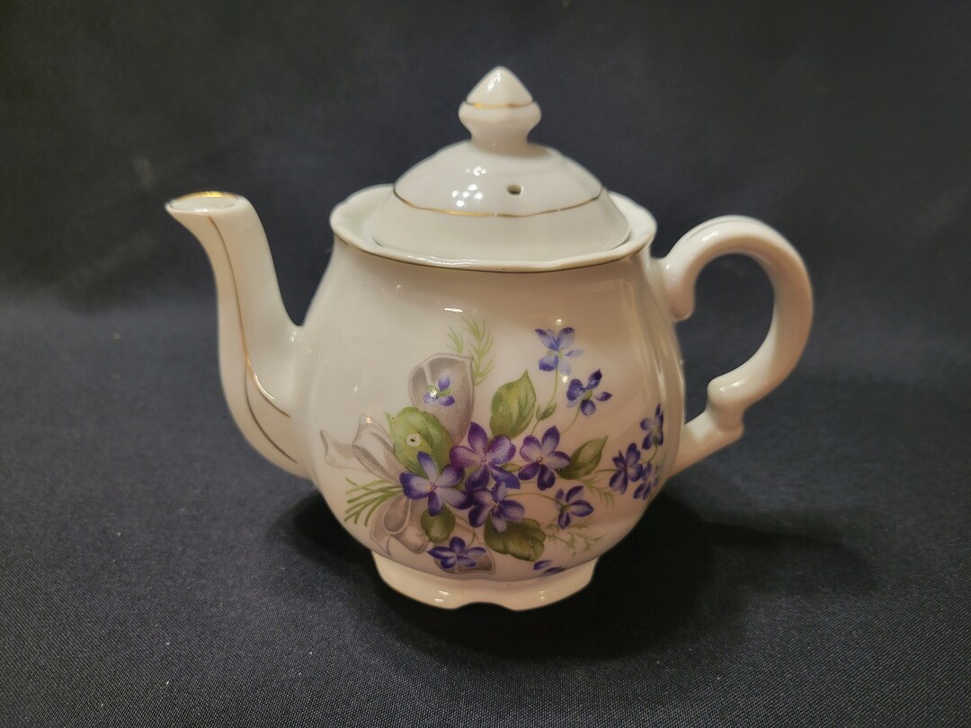 Porcelain Teapot With Violets and Gilded Edges Made in Japan Etsy