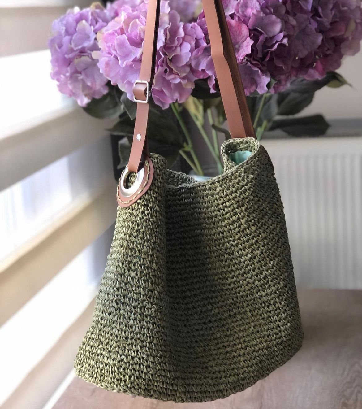 Crochet Straw Tote Bag Raffia Beach Bag Raffia Shoulder Bag Etsy