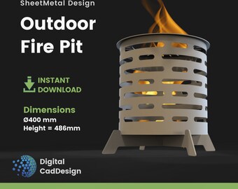 Feu de camp, Firebox d'extérieur, Lime Dxf pour découpe laser, Fichiers Dxf de feu de camp, Feu de camp portable, Feu de camp bricolage, Feu de camp pour grill, Dxf pour cnc, Barbecue