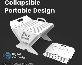 Collapsible Barbecue & Fire Pit Design, DXF files for plasma, laser, CNC machine, Portatif mangal, Grill Outdoor, garden, For Camping, BBQ