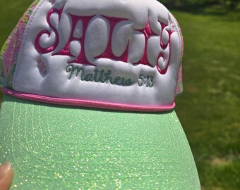 Embroidered Salty Trucker Hat | Cute Summer Hat for Women | Boutique Style Snapback Cap | Trendy Mom Hat | Gift for Her | Christian Fashion