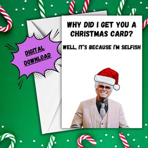 Tarjeta navideña de Baby Billy: descarga una tarjeta fácil de imprimir con el tío Baby Billy de Righteous Gemstones, tarjeta navideña, meme divertido de Navidad.