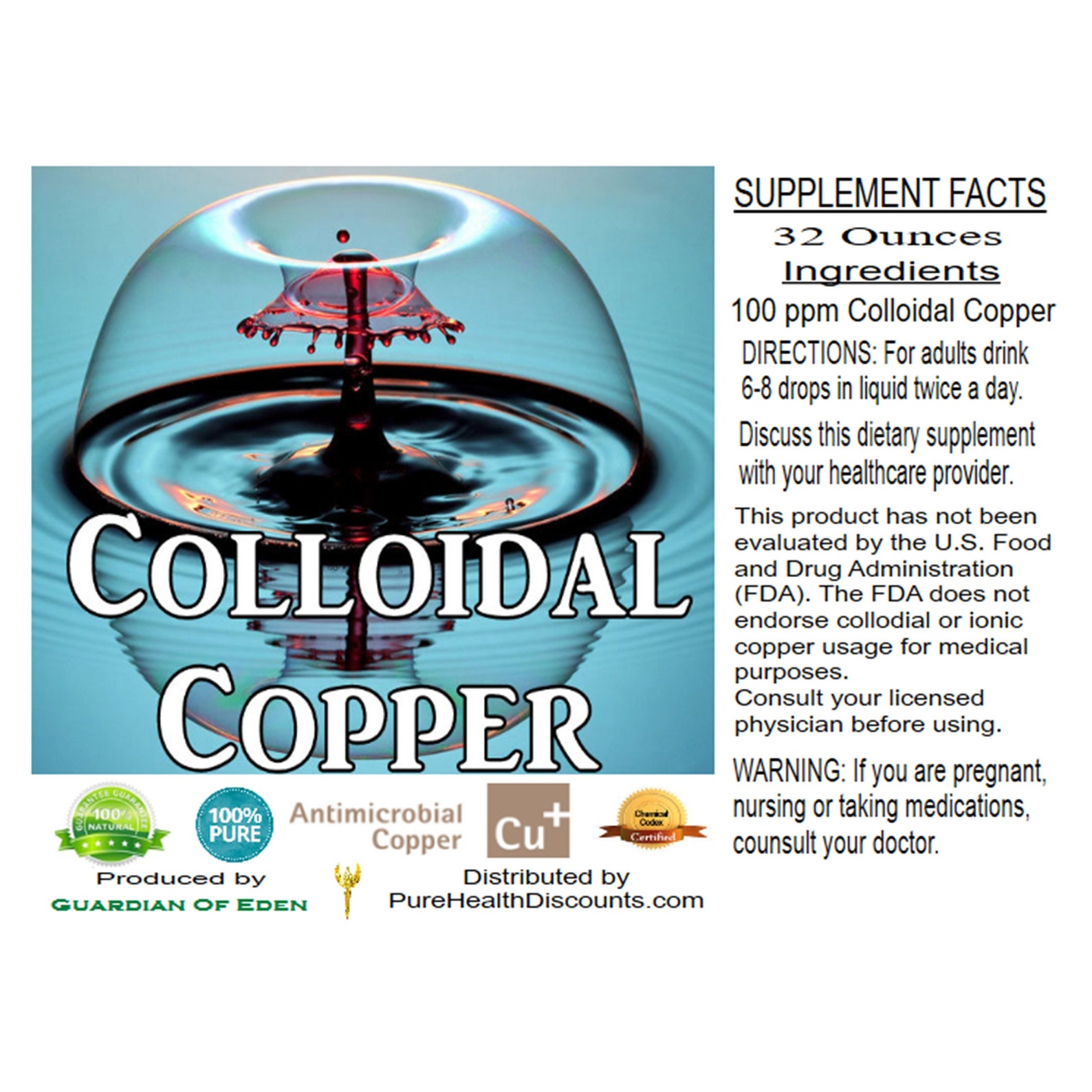 Pure Health Discounts - Colloidal Copper 100 Ppm - 32 Oz - Etsy