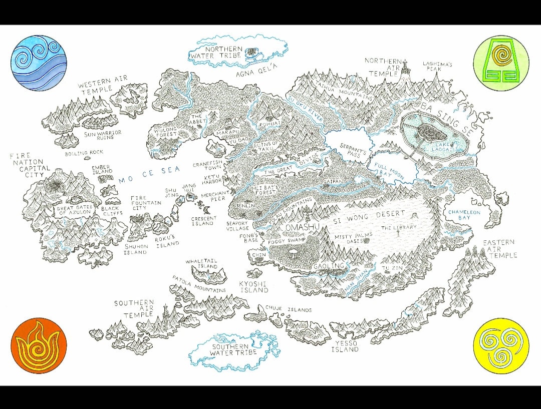Local Map B&w Avatar the Four Nations Map (B&W) (digital) - Etsy Australia