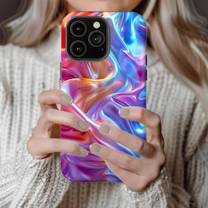 Iridescent Pearl Tough case, iPhone 13 14 15 16, Galaxy S24 Ultra, Pixel 7, 8, purple phone case, mother of pearl phone cover, mom gift