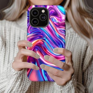 Iridescent effect Tough case, iPhone 14 15 16 pro max, Galaxy S 23 24 25 Ultra, Pixel 7 8 9, purple phone case, pearl colored case, mom gift