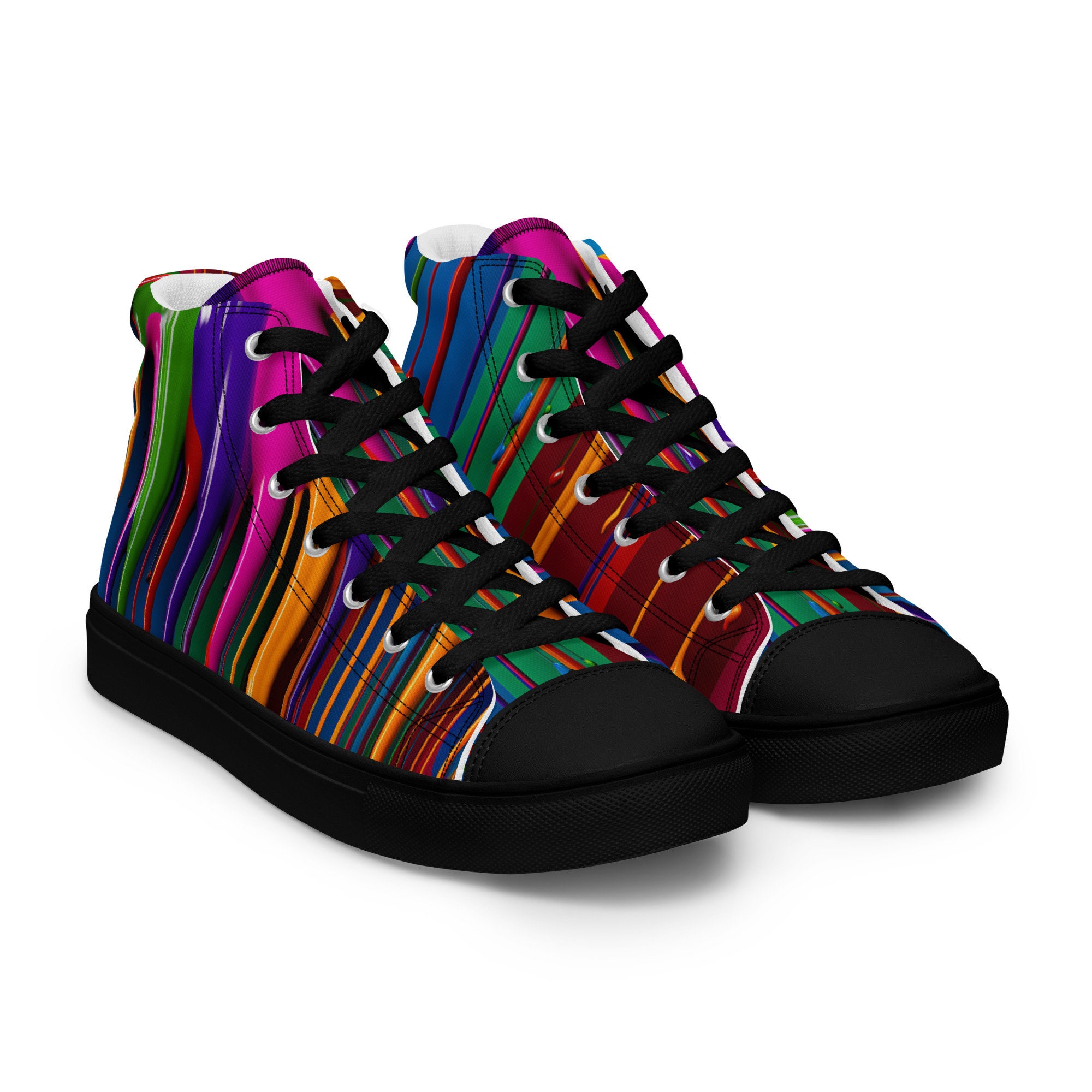 Custom Chuck Taylor style, high top Sneakers, Paint drip shoes, trendy…