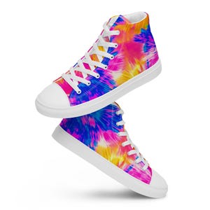 Custom Chuck Taylor style, pink blue high tops, Tie Dye Sneakers, Retro tie dye shoes, gift for girls, Women’s high top canvas, cute shoes