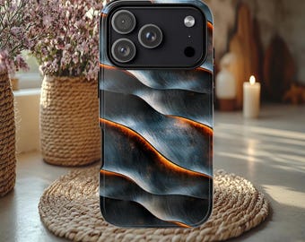 Faux Textured Metal Tough Case, Industrial aesthetic case, iPhone 15 16 17 pro, Galaxy S22-26 ultra, Pixel 8 9 pro, Brushed metal case