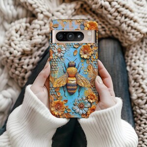 Bumblebee and flowers Tough case, nature lovers case, iPhone 15 16 17 pro, Galaxy S 25 26 ultra, Pixel 8 9, spring cover, insect case image 10