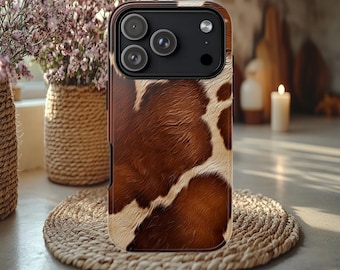 Faux Cowhide print Tough Case, Western case, Cowboy case, Cowgirl case, Country girl, iphone 15 16 17, Galaxy S23 24 25 ultra, Pixel 8 9 pro