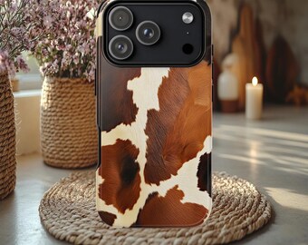 Faux Cowhide print Tough Case, Western case, Cowboy case, Cowgirl case, Country girl, iphone 15 16 17, Galaxy S23 24 25 ultra, Pixel 8 9 pro