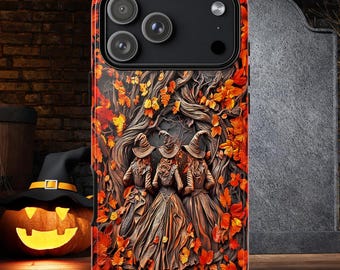 3 Witches tough Phone Case, iphone 16 17, Galaxy S 24 25 26, pixel 7 8, Halloween lovers witchy