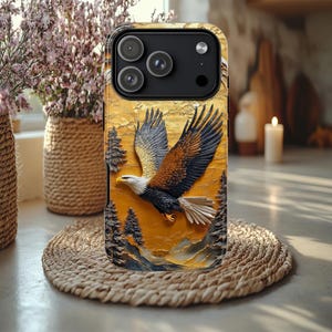 Bald Eagle Tough phone Case, Masculine gift, iphone, Galaxy S Ultra, pixel, guys case, nature case, gift for dad, outdoor lovers case