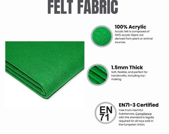Meadow Green Acrylic Felt Fabric 1.5mm Thick Craft Material Sewing Decoration Art 150cm Wide