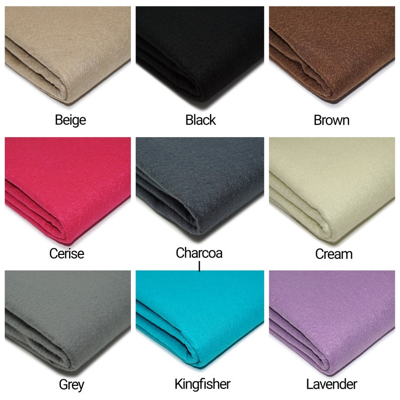 K&ouml;nnte beinhalten: Neun Stoffmuster in verschiedenen Farben: Beige, Schwarz, Braun, Kirschrot, Anthrazit, Creme, Grau, T&uuml;rkis und Lavendel.