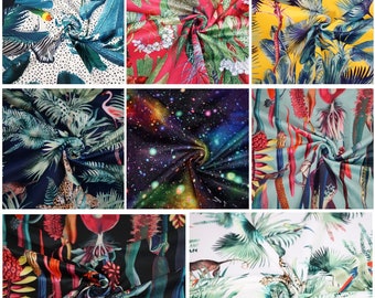 Printed Micro Velvet Velour Woven Upholstery Fabric Curtains Cushions Furnishing - 148cm Wide