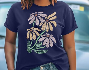 Wildflower Shirt: Boho Daisy Floral Design, Hand-Drawn Cottagecore Style