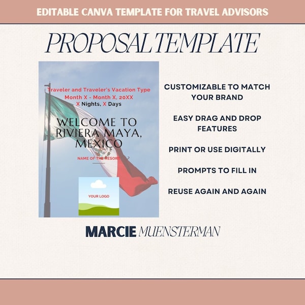 Riviera Maya All Inclusive Proposal Template for Travel Agents | Canva Template | Travel Advisor Templates | Editable Proposal Template