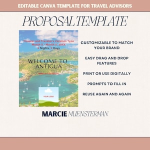 Antigua All Inclusive Proposal Template for Travel Agents | Canva Template | Travel Advisor Templates | Editable Proposal Template