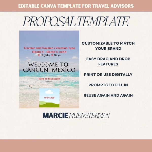 Cancun All Inclusive Proposal Template for Travel Agents | Canva Template | Travel Advisor Templates | Editable Proposal Template