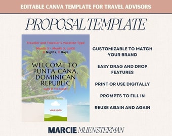 Punta Cana All Inclusive Proposal Template for Travel Agents | Canva Template | Travel Advisor Templates | Editable Proposal Template