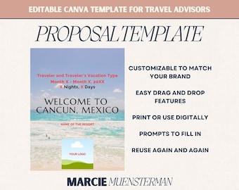Cancun All Inclusive Proposal Template for Travel Agents | Canva Template | Travel Advisor Templates | Editable Proposal Template